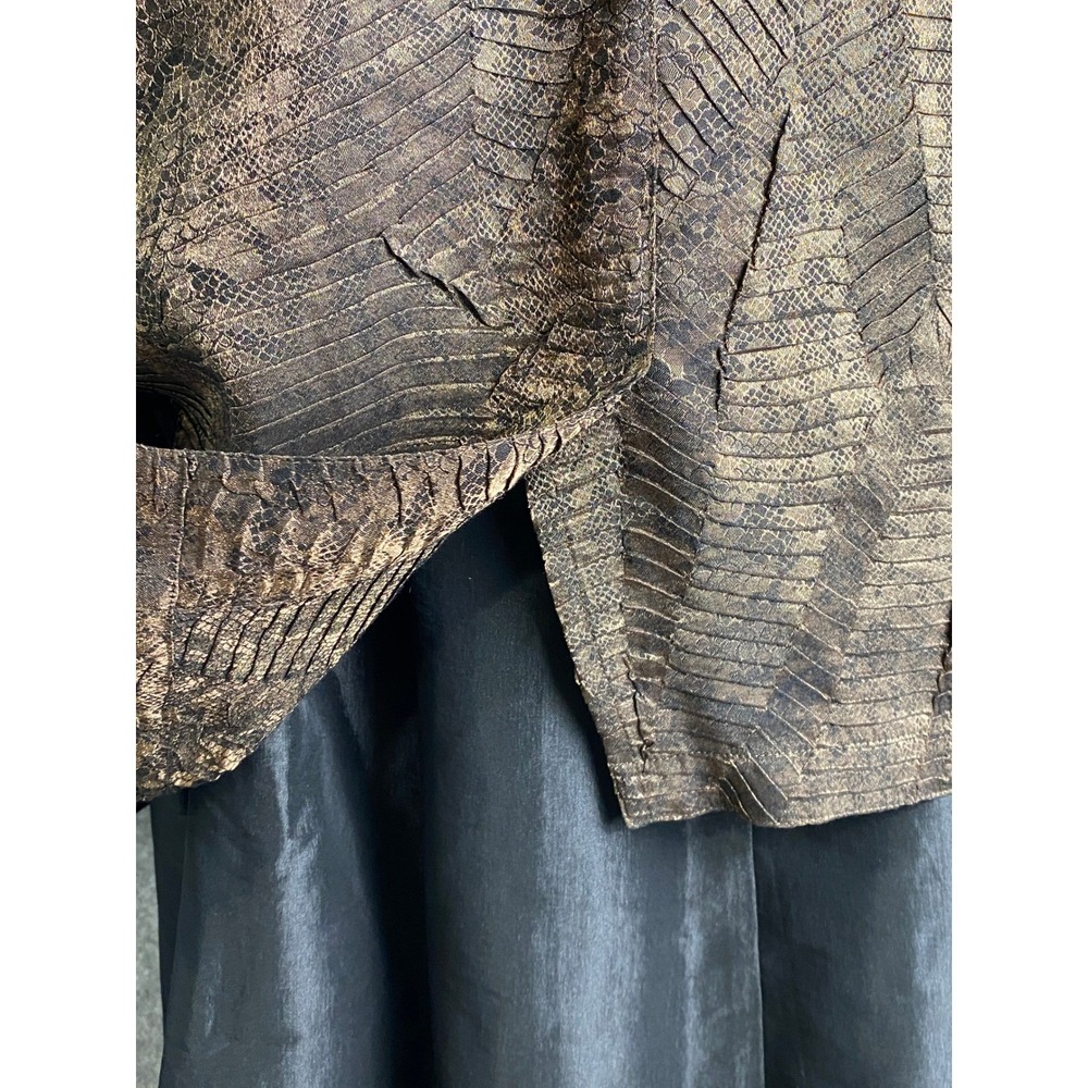 Chico's Metallic Bronze Snake Leaf Print Button Jacket Top Size 3 (L/XL) - Picture 12 of 16